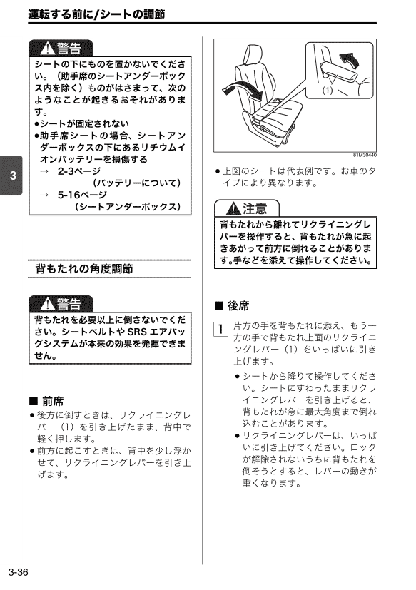 シート調整